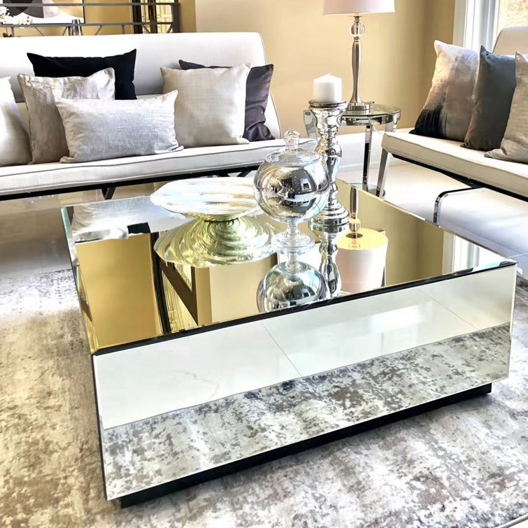 Glass mirror lamp deals table